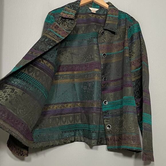 Satin Tapestry Jacket Size Large Dark Romantic Whimsigoth Witchy Artsy Brocade - Picture 6 of 13